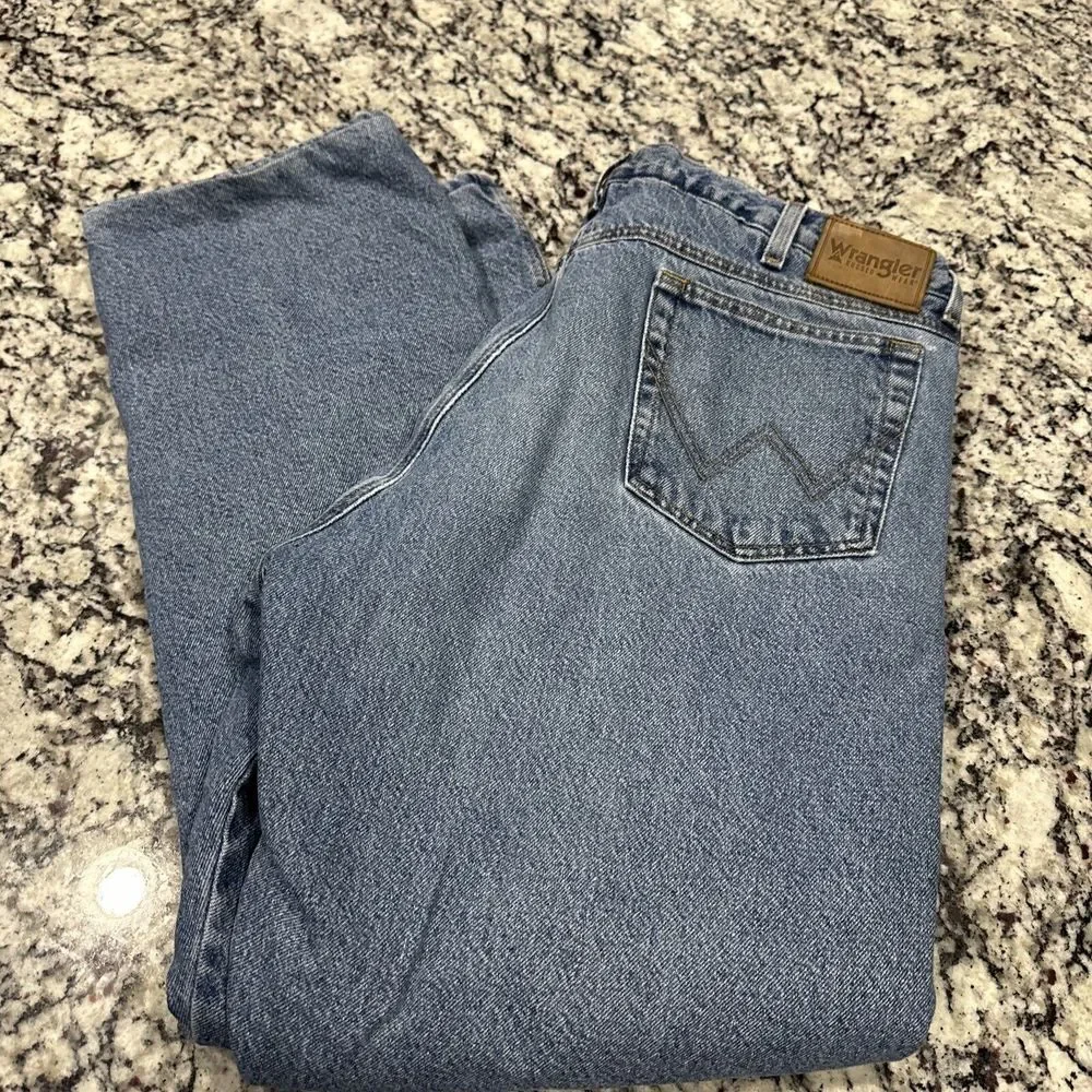 used Wrangler Rugged Wear Blue Jeans Men's 40x30 Red Lined Insulated